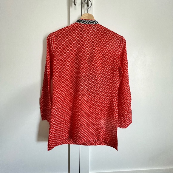 Tory Burch Blouse with Bohemian style hand stitching. - Picture 3 of 4